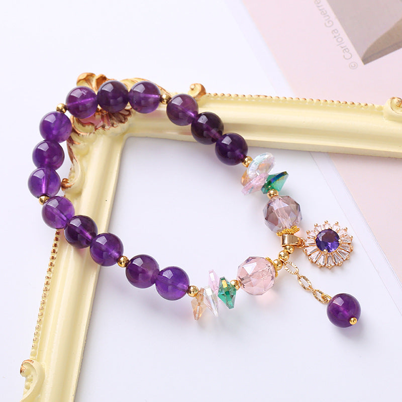Pulsera Con Cuentas De Circón De Cristal Morado al por mayor
